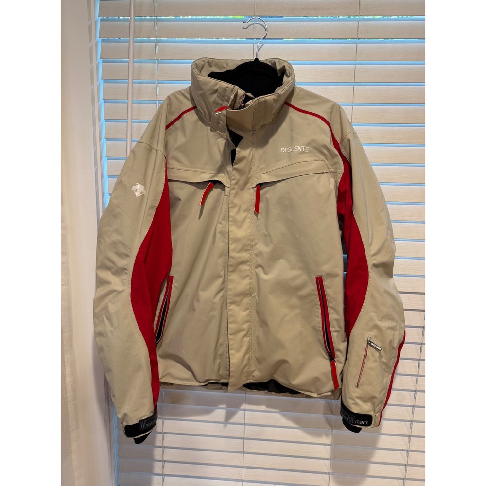 Descente Mens Ski Jacket Beige Red XL Technical Snowboard Coat D7-8987